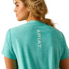 10054529 Ariat Women's Laguna Short Sleeve Logo Shirt - Blue Turquoise