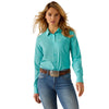 10054758 Ariat Women's Kirby Pro Team Long Sleeve Shirt - Blue Turquoise
