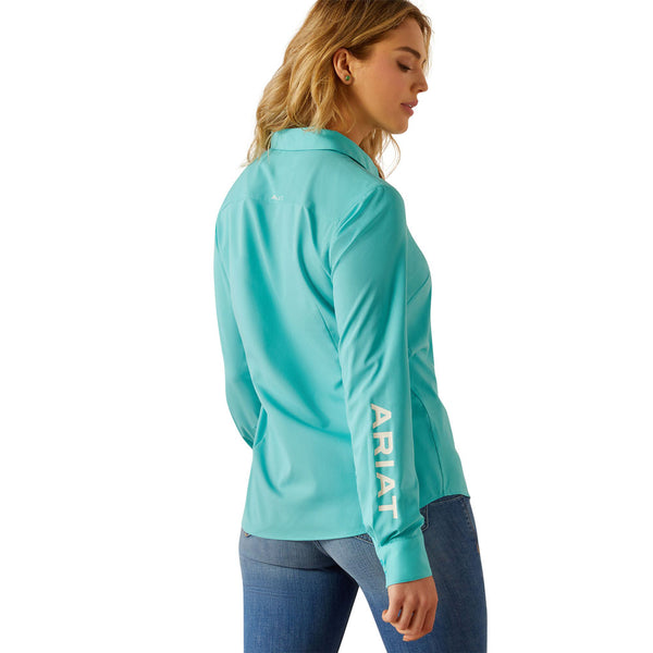 10054758 Ariat Women's Kirby Pro Team Long Sleeve Shirt - Blue Turquoise