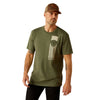 10054833 Ariat Men's Patriot Stripe Short Sleeve TShirt- Surplus Green  Size Small