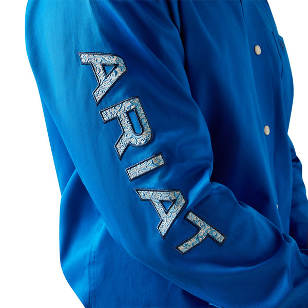 10055237 Ariat Men's Team Logo Twill Classic Fit Long Sleeve Shirt - Blue/Light Blue