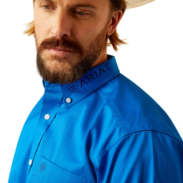 10055237 Ariat Men's Team Logo Twill Classic Fit Long Sleeve Shirt - Blue/Light Blue