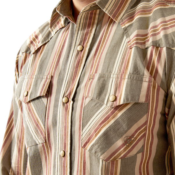 10058702 Ariat Men's Hawk Retro Fit Long Sleeve Snap Shirt - Dark Grey