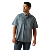 10058813 Ariat Men's Western VentTEK Classic Fit Short Sleeve Snap Shirt - Newsboy Blue