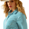 10058835 Ariat Women's Kirby Pro Long Sleeve Button Up Shirt - Peacock Stripe
