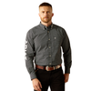 10058960 Ariat Men's Team Fowler Classic Fit Long Sleeve Button down Shirt - Black/White
