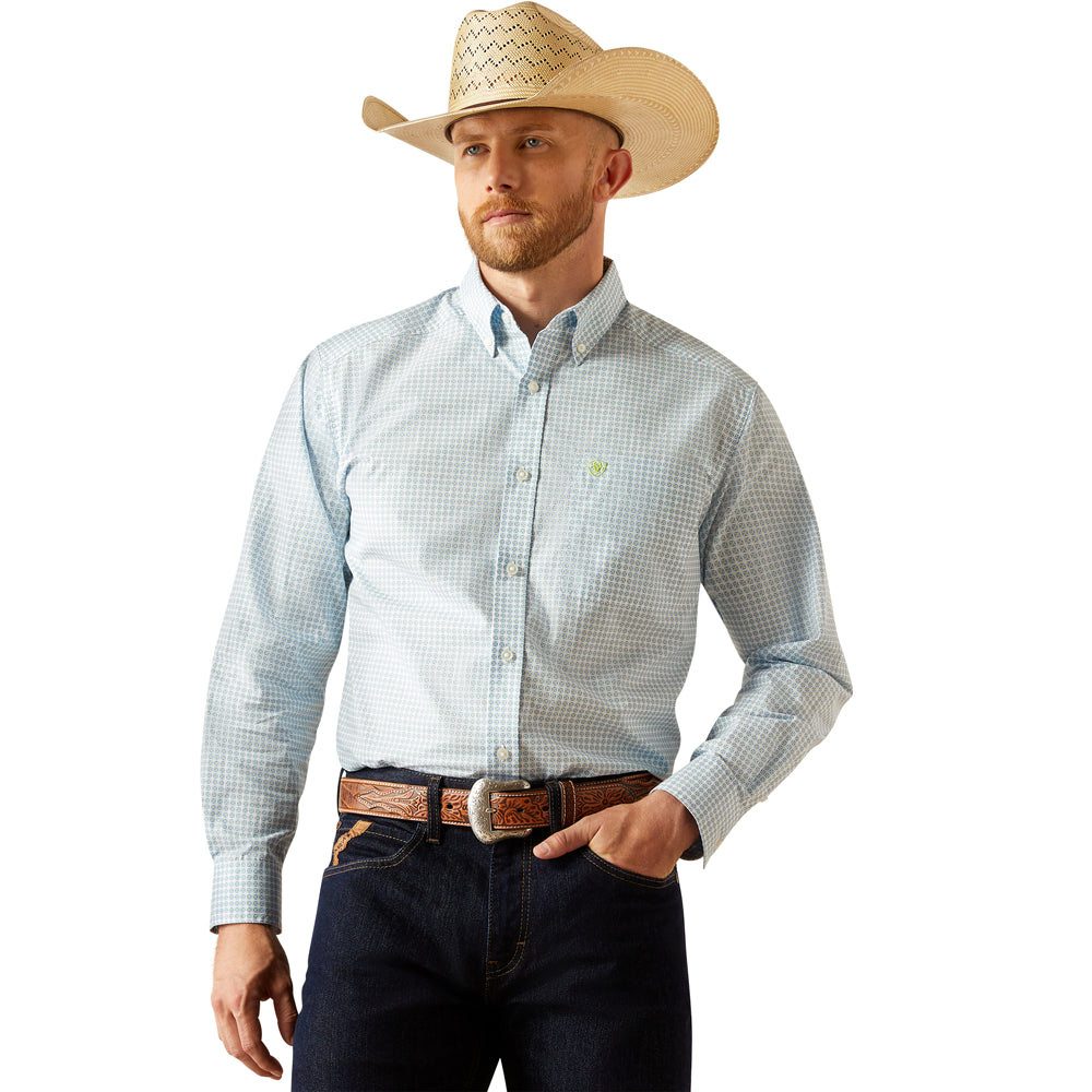 10058965 Ariat Men's Cillian Classic Fit Long Sleeve Button-down Shirt - Light Blue