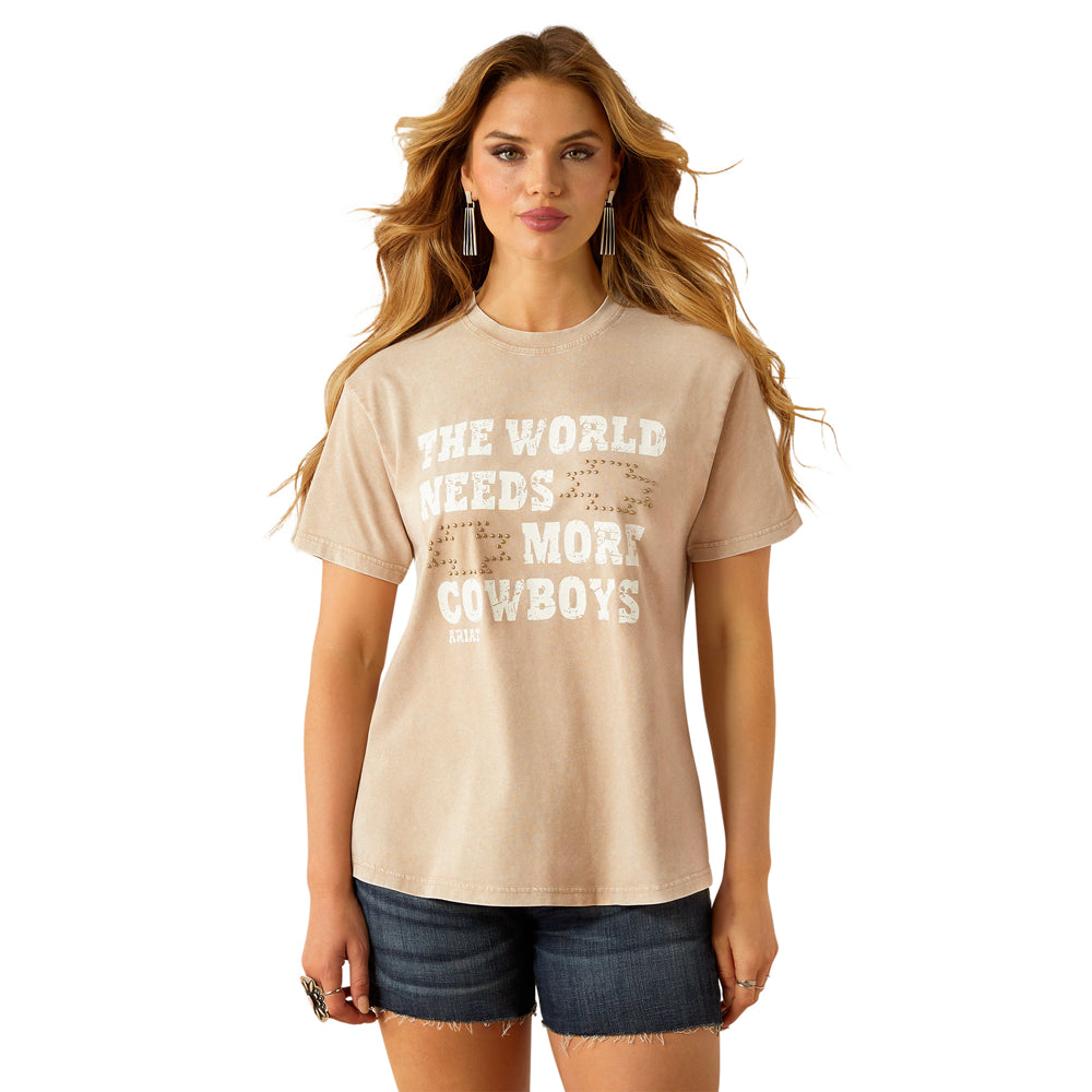10059023 Ariat Women's More Cowboys Short Sleeve T-Shirt - White Pepper