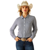10060366 Ariat Women's Kirby Pro Long Sleeve Button Up Shirt - Black Iris Stripe