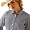 10060366 Ariat Women's Kirby Pro Long Sleeve Button Up Shirt - Black Iris Stripe