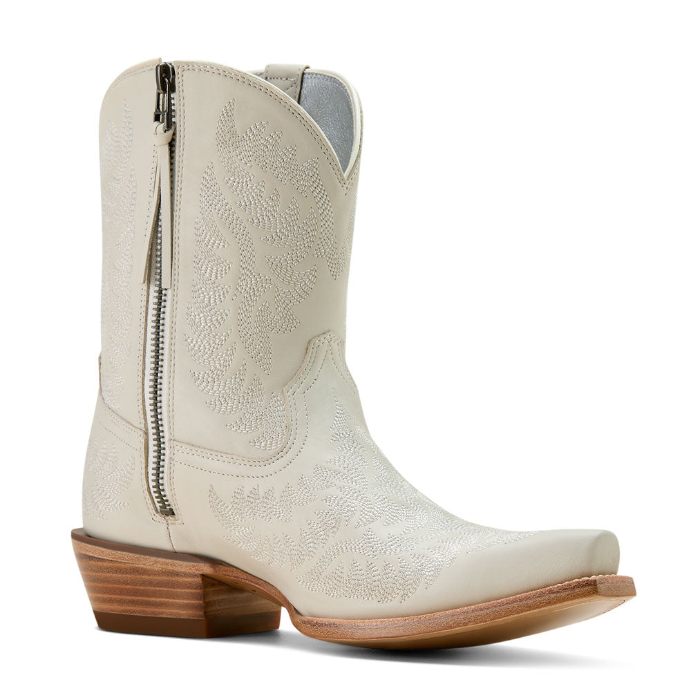 10061247 Ariat Women's Cate Western Zippered Boot White Quartz