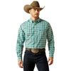 10062172 Ariat Men's Pro Series Brayden Classic Fit Long Sleeve Button down Western Shirt - Teal