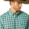10062172 Ariat Men's Pro Series Brayden Classic Fit Long Sleeve Button down Western Shirt - Teal