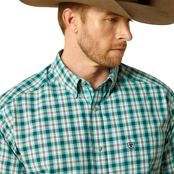 10062172 Ariat Men's Pro Series Brayden Classic Fit Long Sleeve Button down Western Shirt - Teal