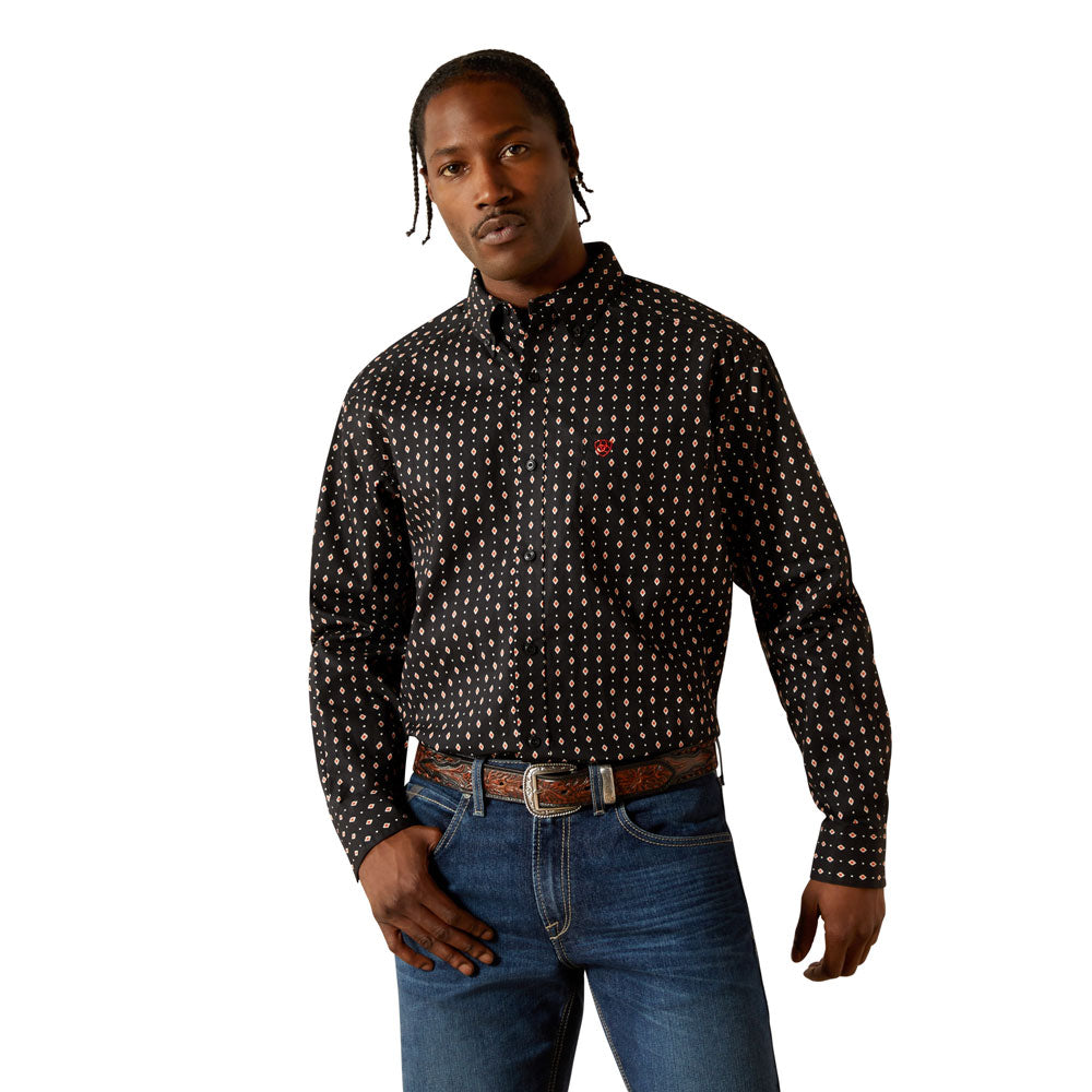 10062182 Ariat Men's Thorin Classic Fit Long Sleeve Button down Western Shirt - Black