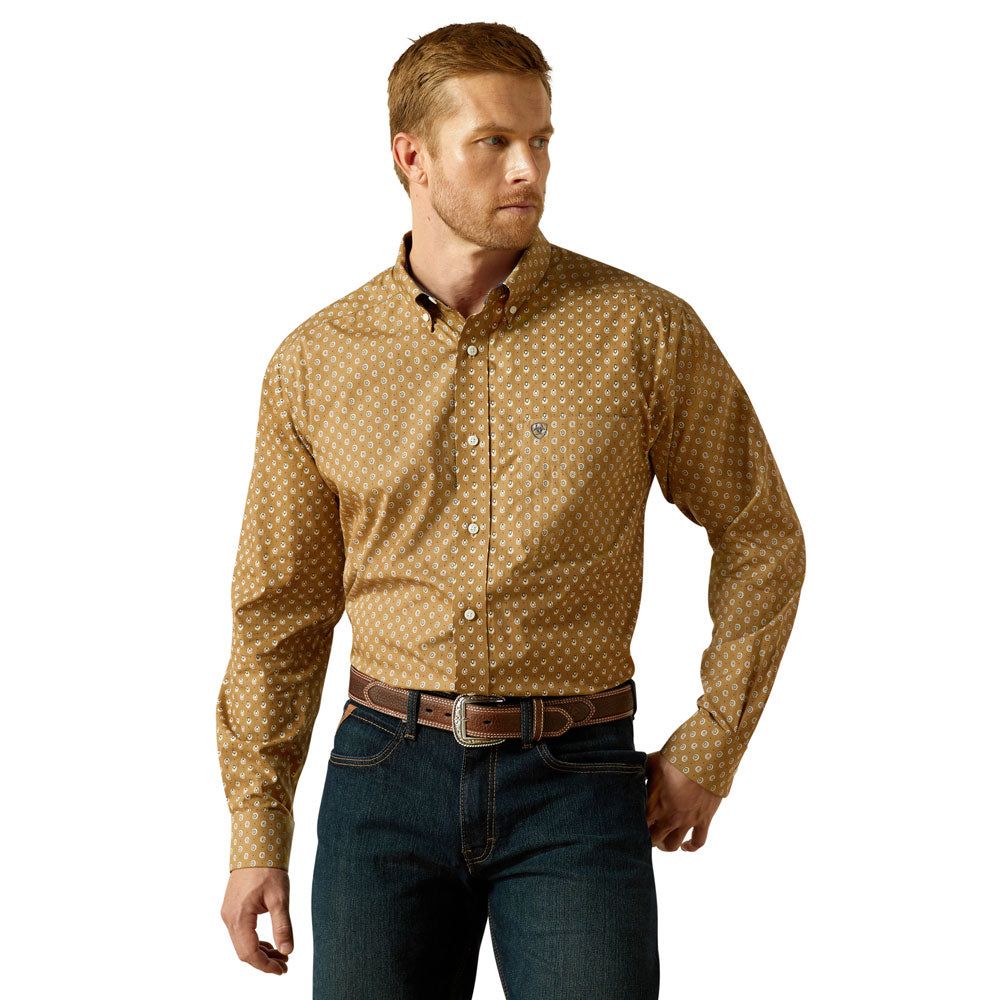10062196 Ariat Men's Wrinkle Free Darryl Classic Fit Long Sleeve Button down Western Shirt - Khaki