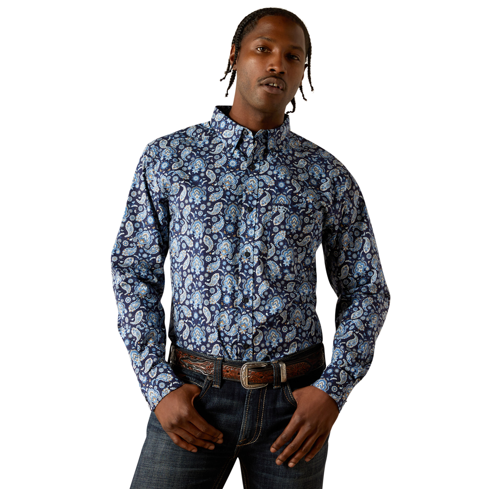 Men's Sergio Fitted Shirt in Dark Blue, Size: Medium by Ariat