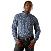 10062244 Ariat Men's Sergio Fitted Long Sleeve Button Down Western Shirt - Dark Blue Paisley