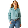10062281 Ariat Women's Kirby Pro Team Long Sleeve Shirt - Aqua Stripe