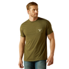 10062414 Ariat Men's Roped Diamond Short Sleeve T-Shirt - Military Heather