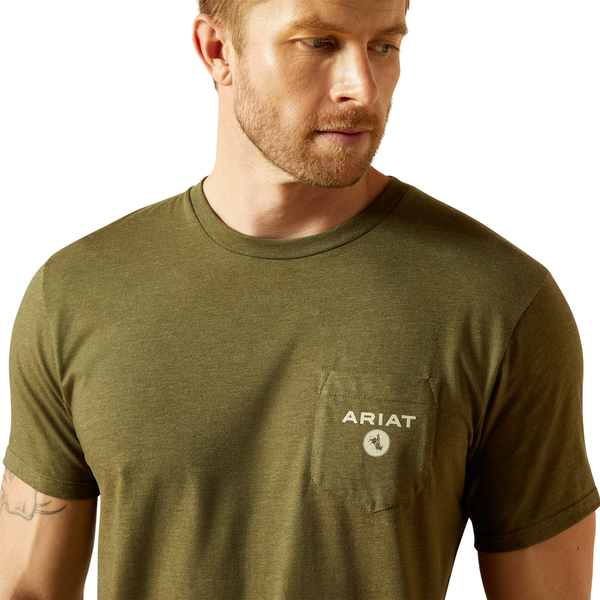 10062414 Ariat Men's Roped Diamond Short Sleeve T-Shirt - Military Heather