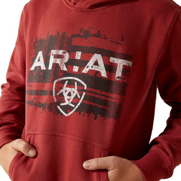 10062462 Ariat Youth Liquid Stamp Hoodie - Brick Red