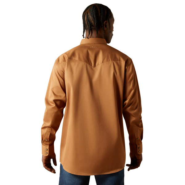 10062473 Ariat Men's Solid Twill Classic Fit Long Sleeve Western Snap Shirt - Tan