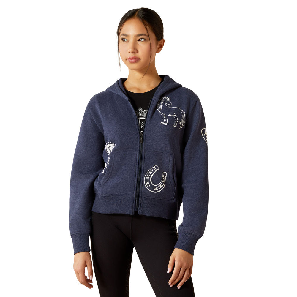 10062478 Ariat Youth Spiffy Full Zip Sweatshirt - Navy Heather
