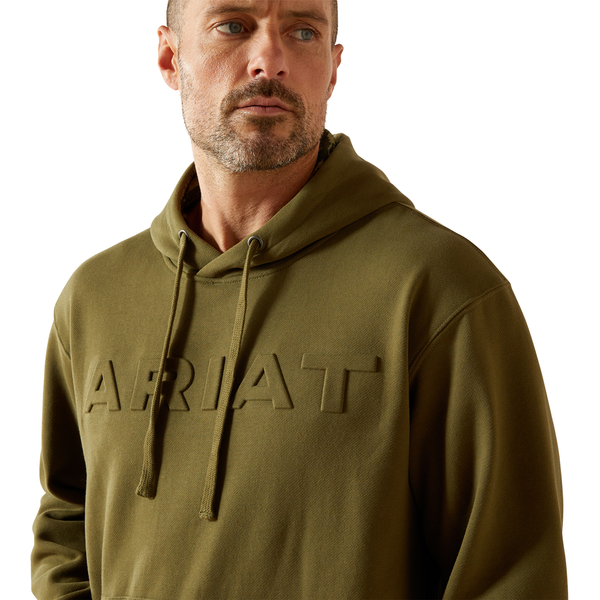 10062501 Ariat Men's Embossed Logo Hoodie - Winter Moss