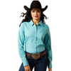 10062538 Ariat Women's Kirby Stretch Long Sleeve Button Shirt - Aqua Sea