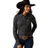 10062539 Ariat Women's Kirby Stretch Long Sleeve Button Shirt - Black Boot Stitch