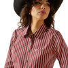 10062540 Ariat Women's Kirby Stretch Long Sleeve Button Shirt - Cabernet Stripe