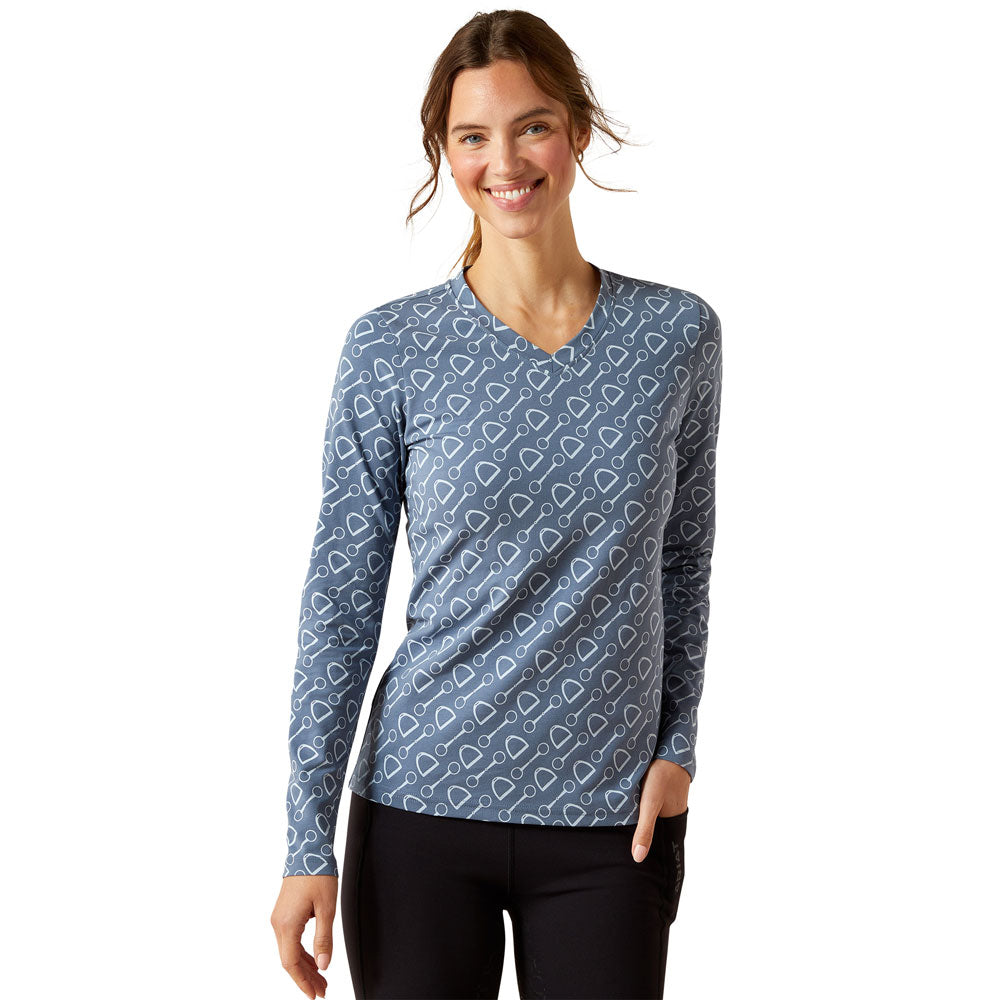 10062572 Ariat Women's Hardware Print Long Sleeve T-Shirt - China Blue