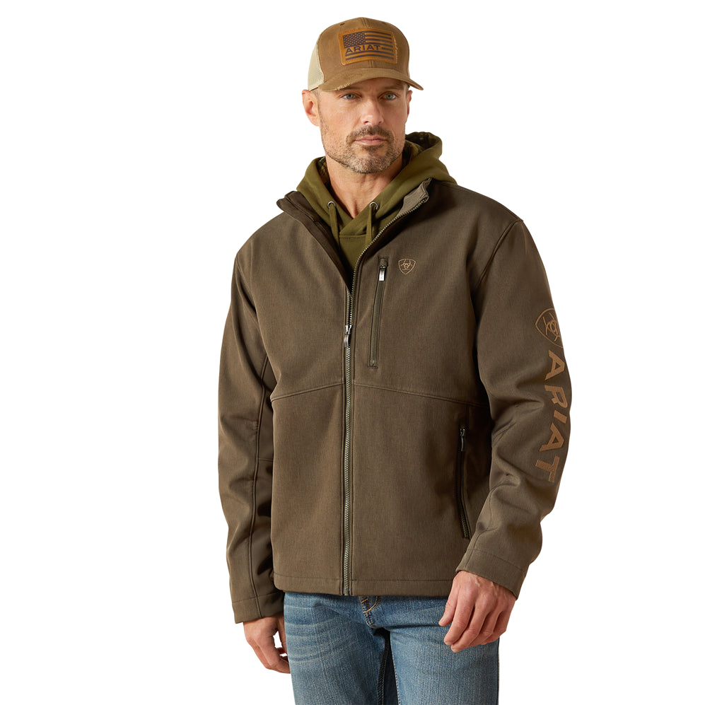 10062584 Ariat Men's Logo Softshell Jacket - Earth Green Heather