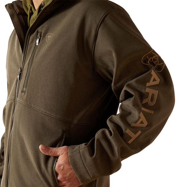 10062584 Ariat Men's Logo Softshell Jacket - Earth Green Heather