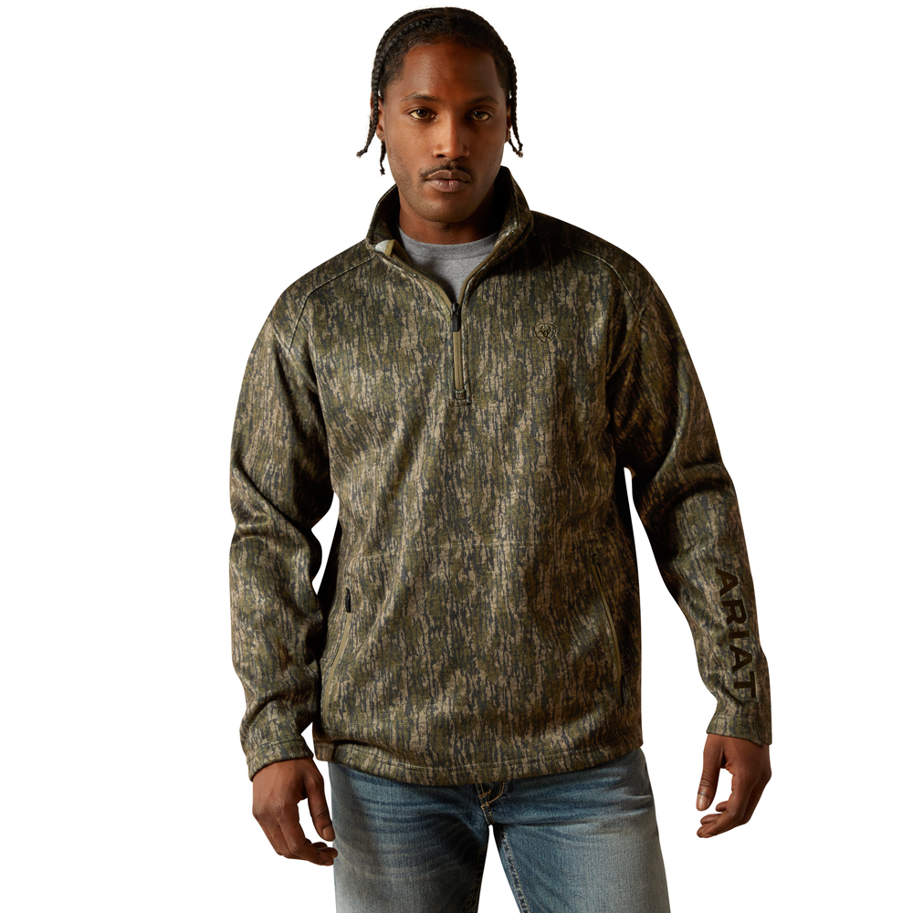 10062622 Ariat Men's Caldwell Logo 1/4 Zip Sweater - Green Tree 10062622 Ariat Men's Caldwell Logo 1/4 Zip Sweater - Green Tree
