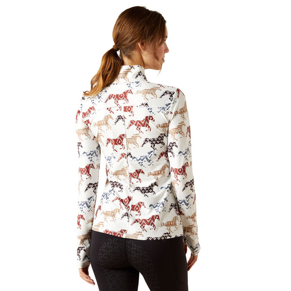 10062629 Ariat Women's Lowell 3.0 1/4 Zip Long Sleeve Baselayer - Painted Ponies Print