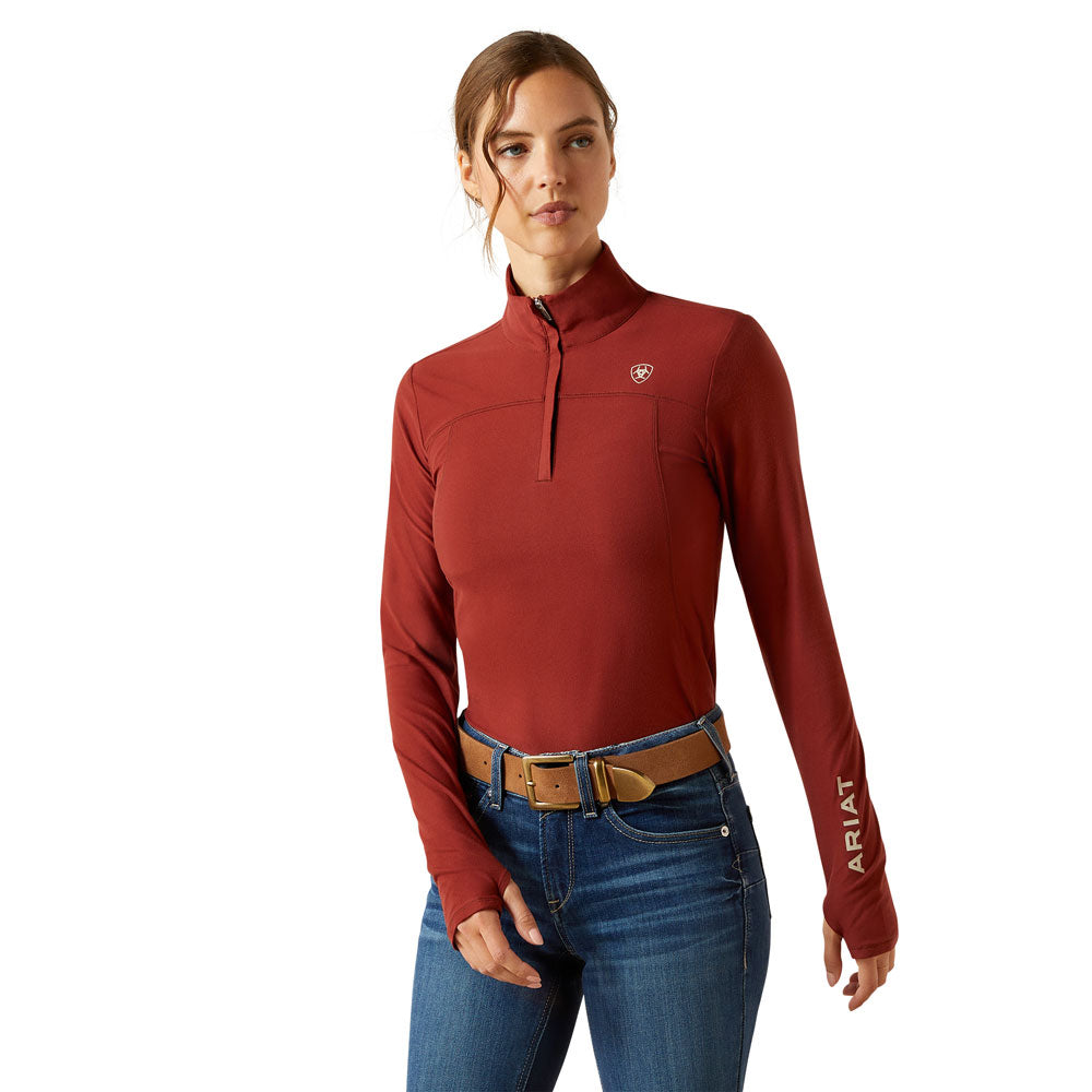 10062632 Ariat Women's Lowell 3.0 1/4 Zip Long Sleeve Baselayer - Madder Brown