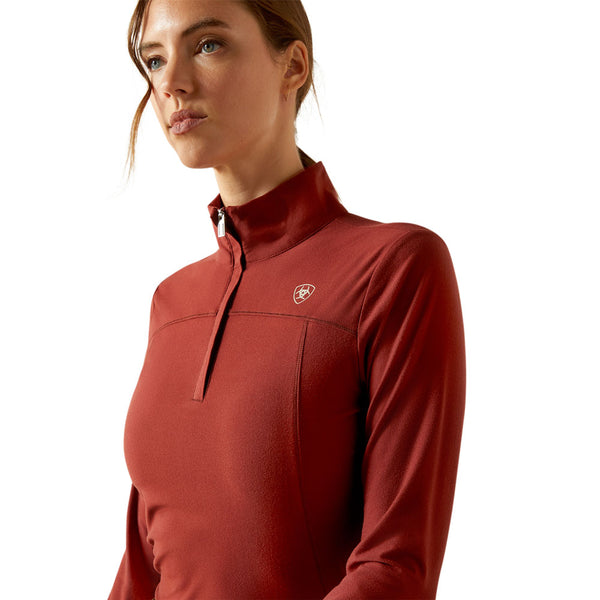10062632 Ariat Women's Lowell 3.0 1/4 Zip Long Sleeve Baselayer - Madder Brown