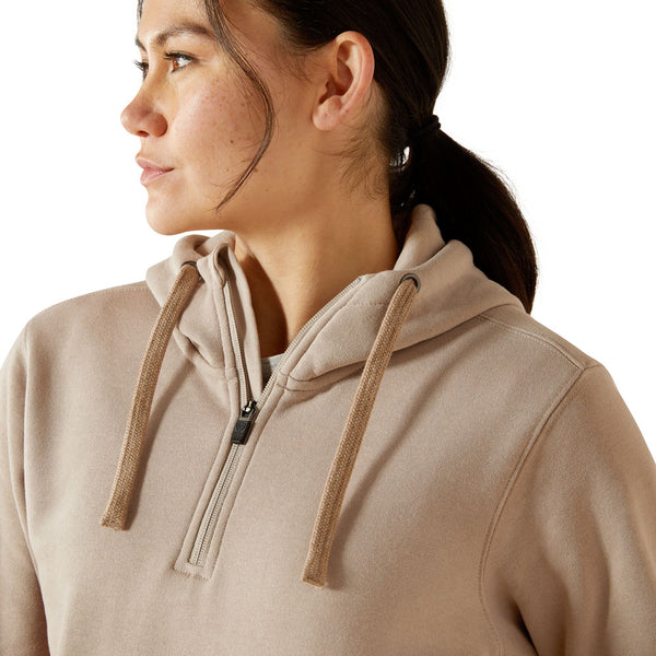 10062653 Ariat Women's Rebar Skill Set 1/2 Zip Hoodie - String