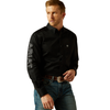 10062659 Ariat Men's Team Logo Twill Fitted Long Sleeve Buttondown Western Shirt - Black