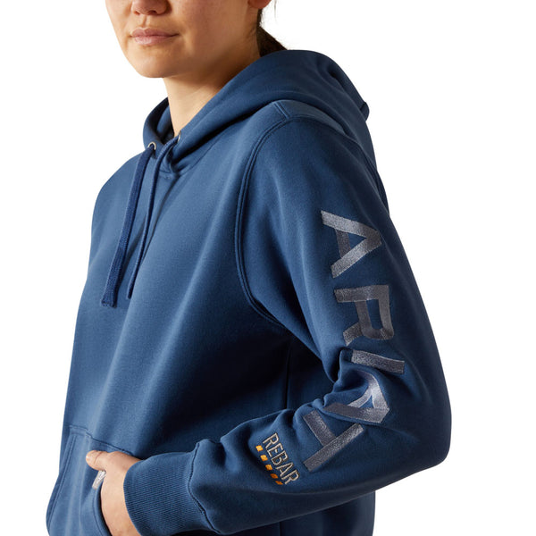 10062662 Ariat Women's Rebar Graphic Hoodie - Ensign Blue/Endless Sky
