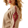 10062798 Ariat Women's Tatonka Long Sleeve Embroidered Sweatshirt - Brown Heather