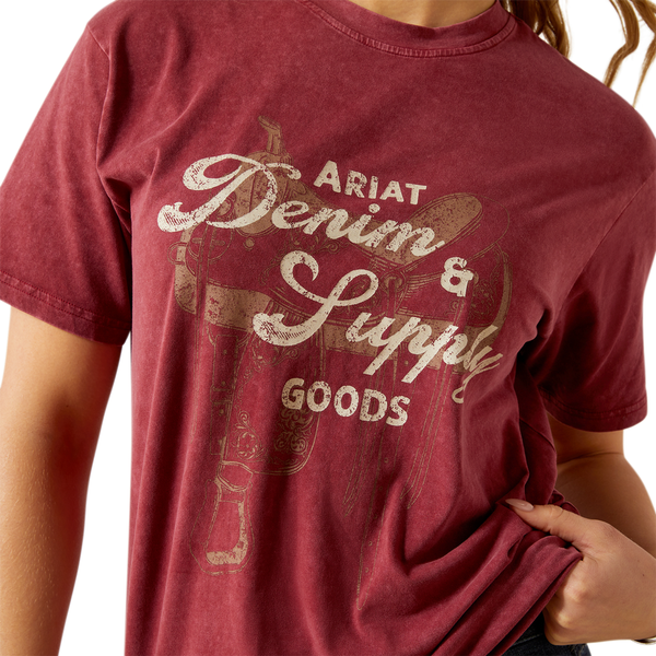 10062804 Ariat Women's  Denim & Supply Short Sleeve T-Shirt - Cabernet