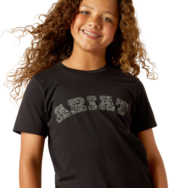 10062874 Ariat Girls' Boot Stitch Logo Short Sleeve T-Shirt - Black