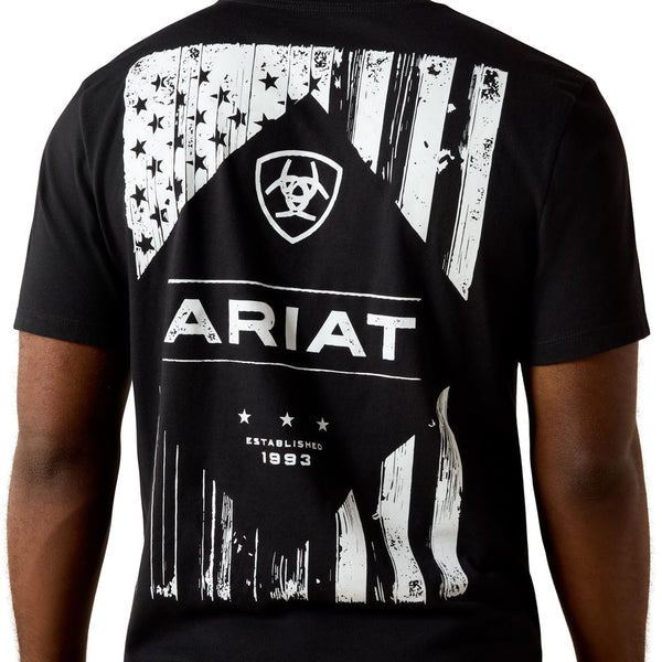 10062896 Ariat Men's Wooden Diamond Flag Classic Fit Short Sleeve T-Shirt - Black