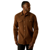 10063147 Ariat Men's Hyde Retro Fit Long Sleeve Western Snap Shirt - Dark Brown