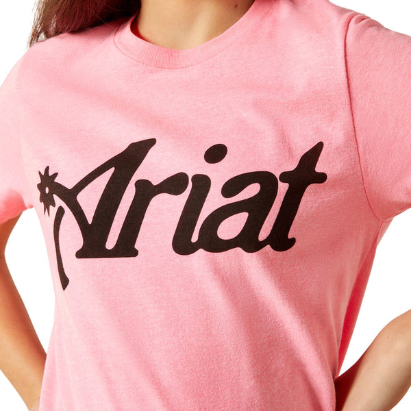 10063748 Ariat Youth Spur Script Short Sleeve T-Shirt - Ice Pink