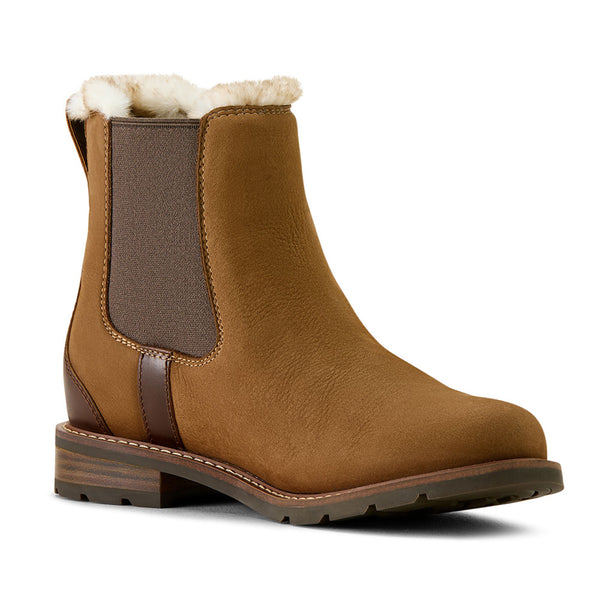 10063876 Ariat Women's Wexford Sherpa Waterproof Chelsea Boot - Amber Brown