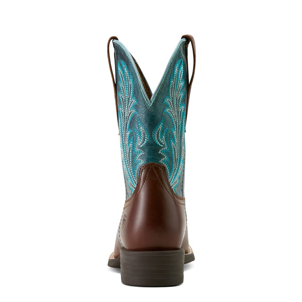 10064073 Ariat Women's Round Up Filly Wide Square Toe Western Boot - Oiled Teak
